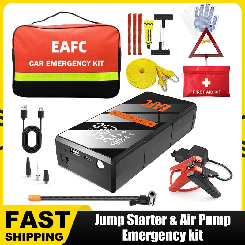 1200A Car Jump Starter 150PSI Tire Inflator 4 In 1 Multifunctional Automotive Emergency Power Bank Air Pump with Tire repair kit