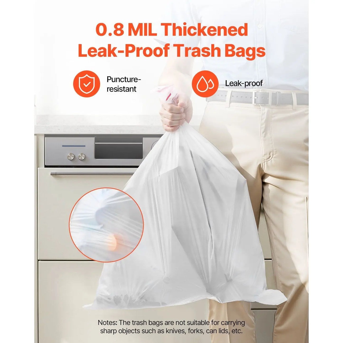 13-Gallon Drawstring Trash Bags 110 Count Extra Thick Fresh Scent Kitchen Garbage Bags for Home Kitchen Office Camping (White)