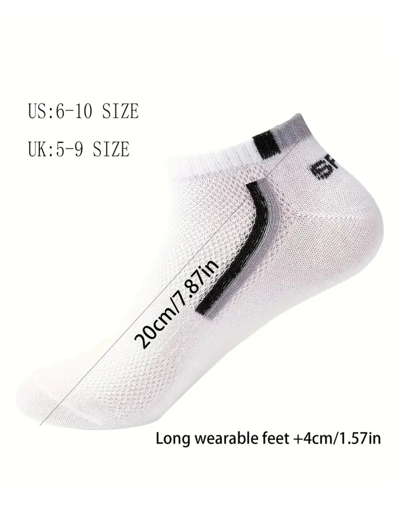 Men's Anti-Slip Boat Socks-5Pair Block Print Ankle Socks for Business & Sports, Breathable Sweat Resistant Anti-odor Comfortable