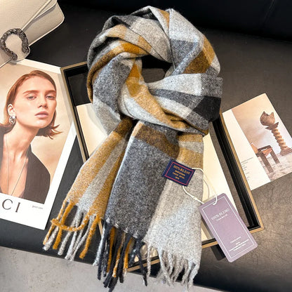 2025 New Wool Women Scarf Luxury Cashmere Winter Blanket Wraps Casual Plaid Print Pashmina Bufanda Travel Poncho Stoles Echarpe