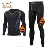 New Winter Warm Men Fleece Thermal Undershirts Long Johns Underwear Set Compression Tights Fitness Sports Tracksuit Set Shirt