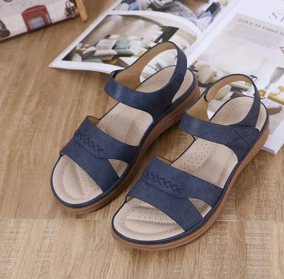 Fashion Women Summer Hook Loop Casual Open Toe Wedges Soft Bottom Breathable Shoes Sandals Sparkly Sandals for Women Size 11