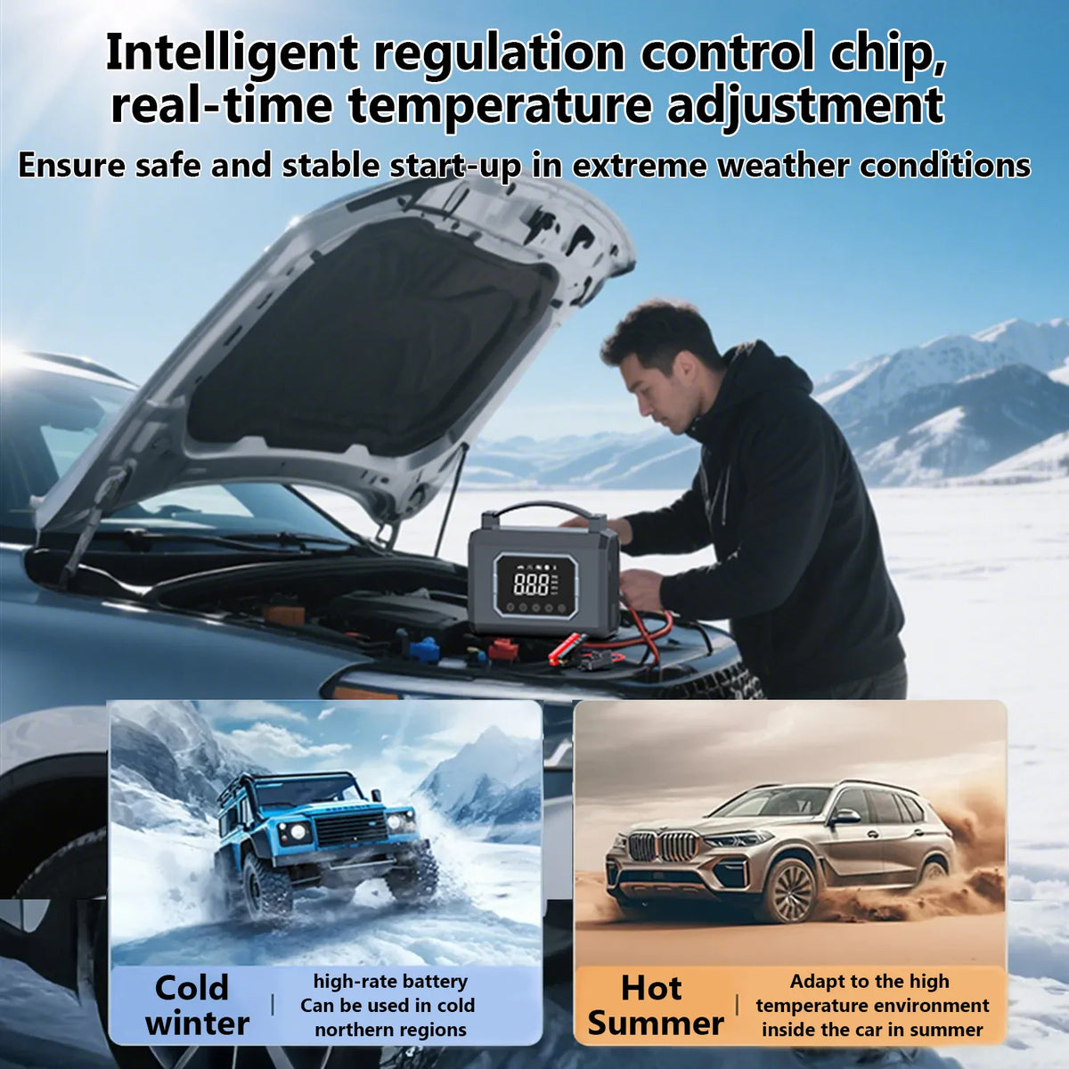 6000mAh 160PSI Air Compressor Tire Inflator Jump Starter Air Compressor 12V Car Jump Starter Engine Air Pump Inflatable Pump