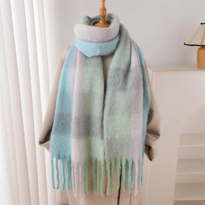 2025 NEW Luxury Cashmere Women Plaid Scarf Winter Warm Shawl and Wrap Bandana Pashmina Long Tassel Female Foulard Thick Blanket