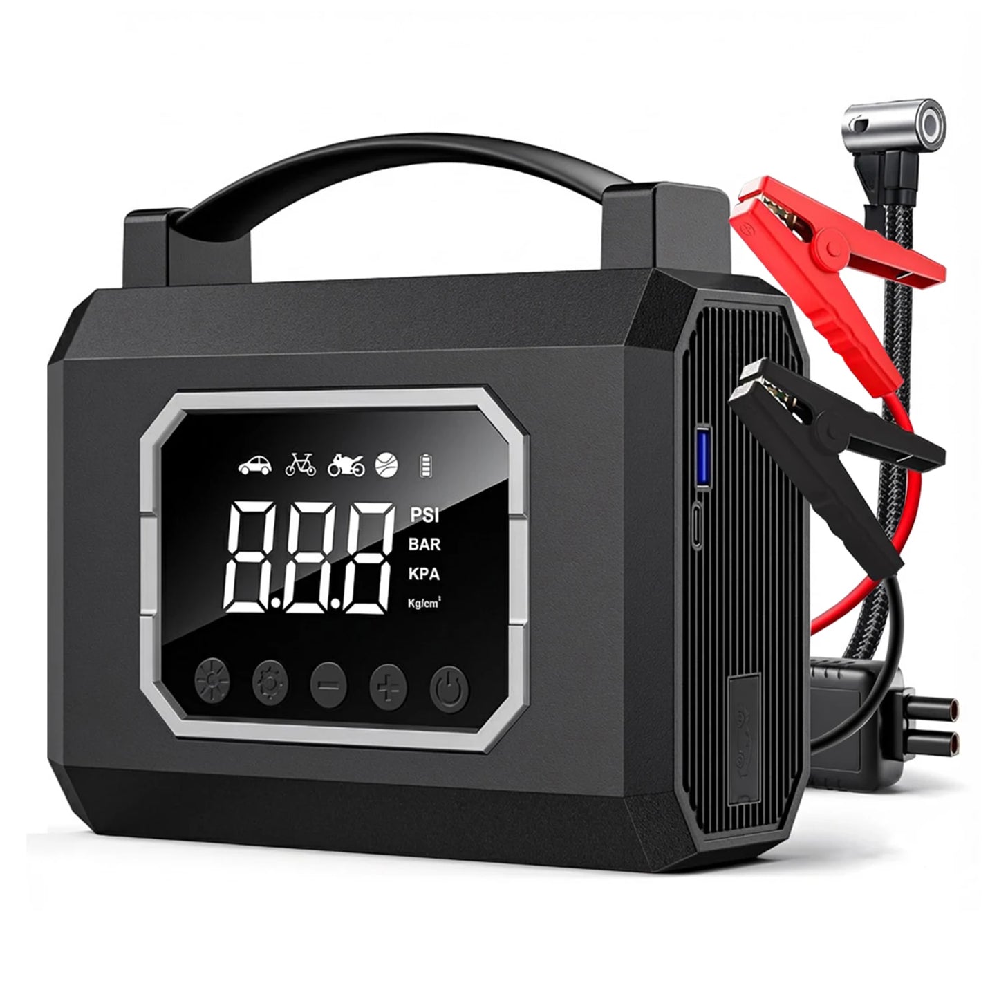 6000mAh 160PSI Air Compressor Tire Inflator Jump Starter Air Compressor 12V Car Jump Starter Engine Air Pump Inflatable Pump