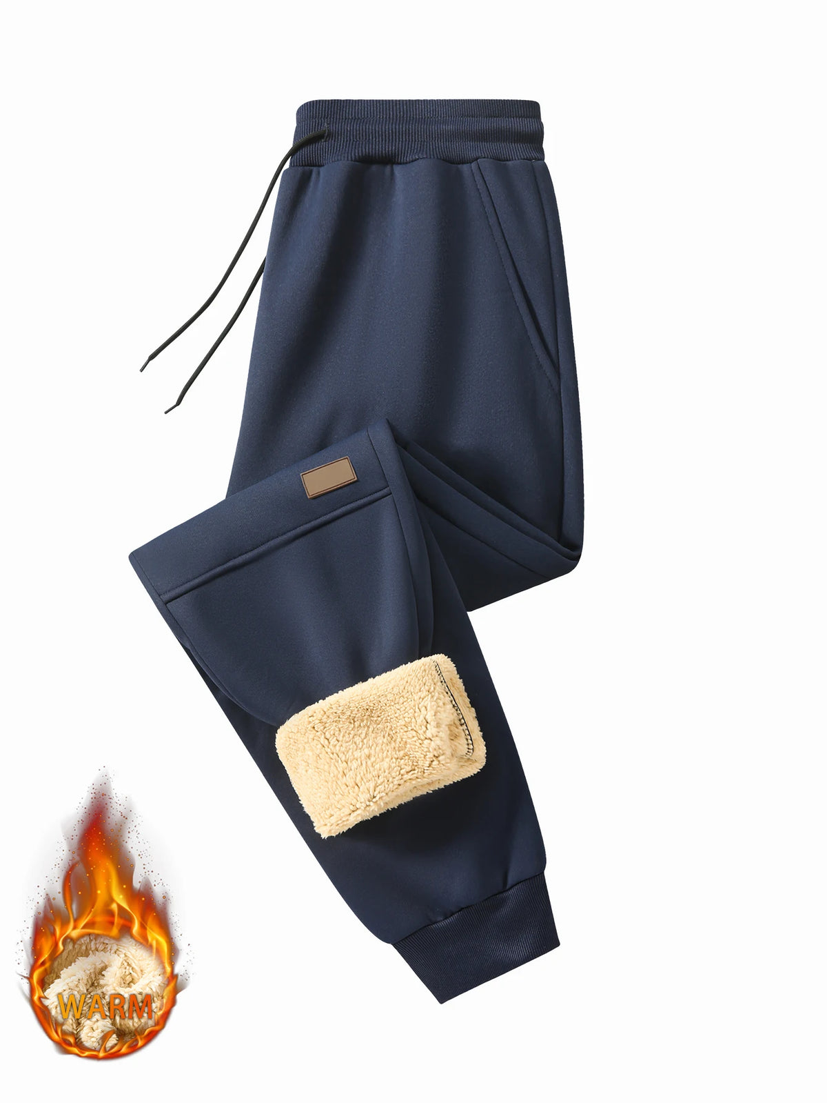 Pants for men in autumn and winter, thickened with fleece for outerwear, casual pants, warm lamb wool sports sweatpants