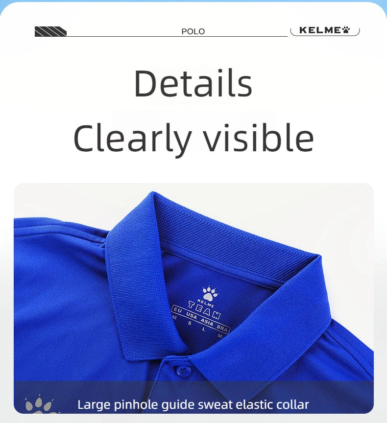 Kelme Polo Shirt Men Summer Quick Drying Short Sleeve T-shirt Club Training Football Uniforms Custom Culture Shirt