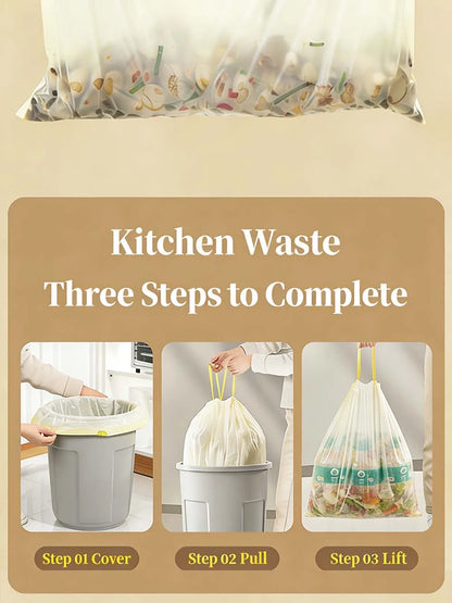 MILONG 100PCS Drawstring Trash Bags 13 Gallon Strong Large Household Portable Thickened Disposable Garbage Plastic  Waste Bags