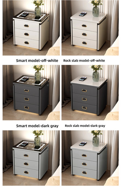 Solid Wood Smart Nightstands Minimalist Bedside Table Wireless Charging Station High-End Bedroom Furniture with Hidden Storage