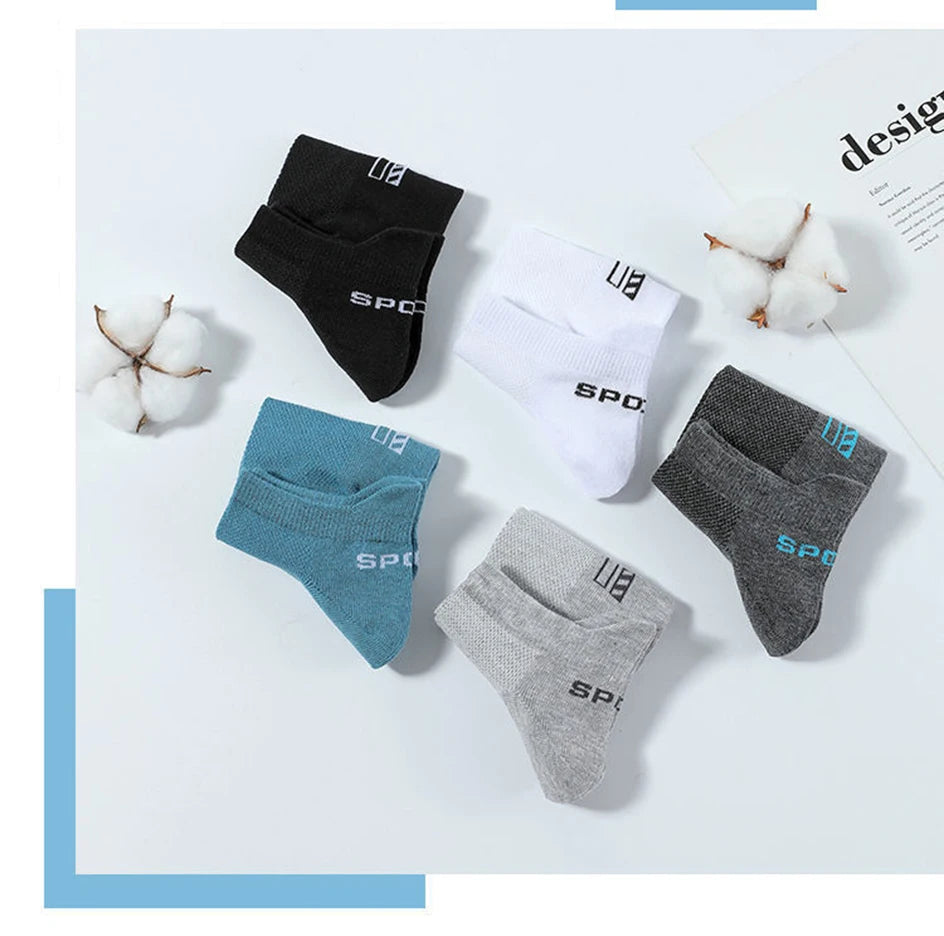 5/10 Pairs Cotton Men's Short Socks Crew Ankle Breathable Mesh Sports Casual Women Summer Low-Cut Thin Sock for Male