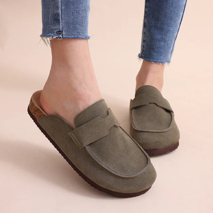 Litfun New Women Clogs For Women Fashion Cork Suede Mules Slipper Classic Cork Antislip For Outdoor Slippers With Arch Support