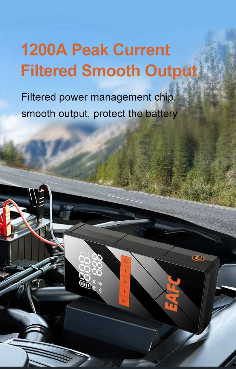 1200A Car Jump Starter 150PSI Tire Inflator 4 In 1 Multifunctional Automotive Emergency Power Bank Air Pump with Tire repair kit