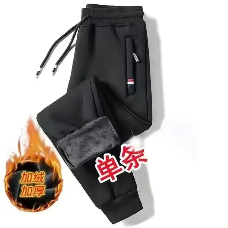 2024 Autumn Winter Plush Thickened Sports Pants for Men Warm