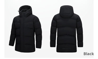 Kelme Men's Winter Windproof Training Jacket With Hooded Down-filled Insulation Outdoor Fleece-lined Thickened Coat