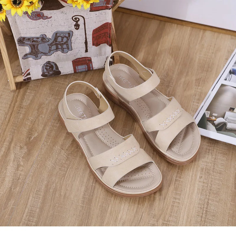 Fashion Women Summer Hook Loop Casual Open Toe Wedges Soft Bottom Breathable Shoes Sandals Sparkly Sandals for Women Size 11