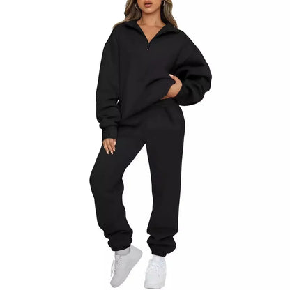 Hot Sale Of The Season Pure Color Casual Sportswear Hoodie Pants Women's Set No Pocket Cross-Border Independent Station Polyeste