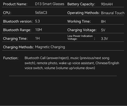 New Camera Smart Music Women Men Sports Sunglasses Headphones Wireless Bluetooth Talking Headset HIFI Audio Bluetooth Glasses