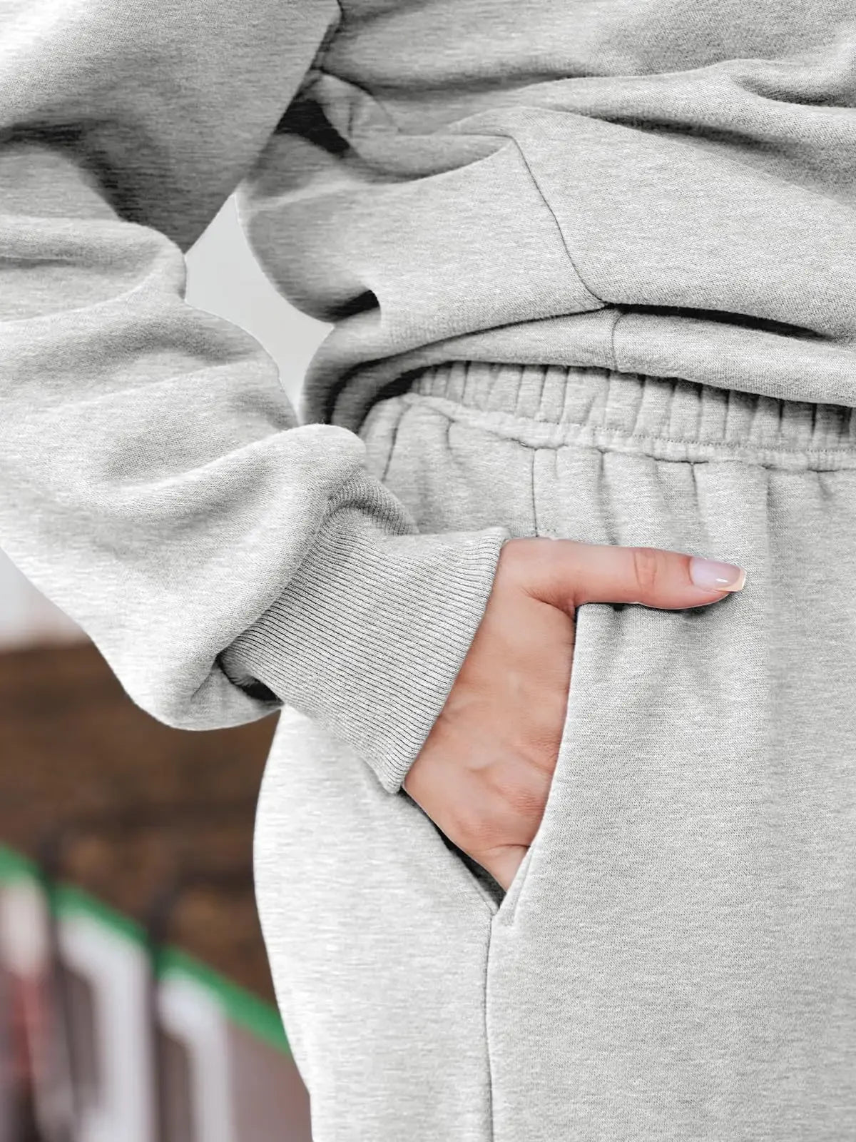 Hot Sale Of The Season Pure Color Casual Sportswear Hoodie Pants Women's Set No Pocket Cross-Border Independent Station Polyeste