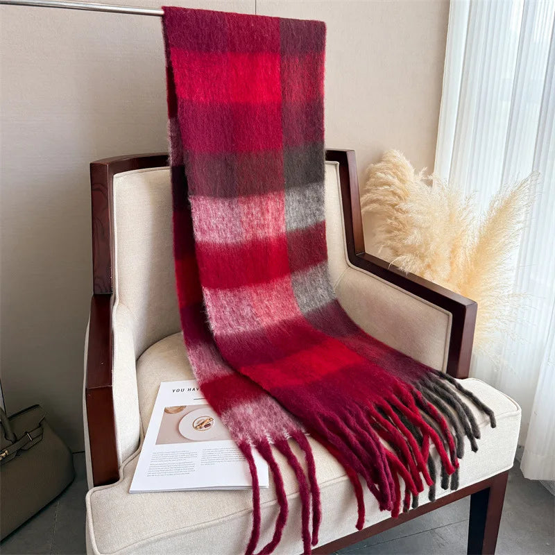 2025 NEW Luxury Cashmere Women Plaid Scarf Winter Warm Shawl and Wrap Bandana Pashmina Long Tassel Female Foulard Thick Blanket
