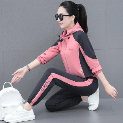 Fall Hot Sale Of The Season Women's Hooded Jacket Outdoor Sports Casual Loose Fit Windproof Large Size Two-Piece Set New Arrival