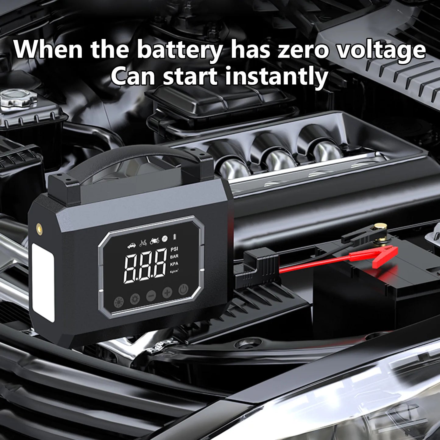 6000mAh 160PSI Air Compressor Tire Inflator Jump Starter Air Compressor 12V Car Jump Starter Engine Air Pump Inflatable Pump