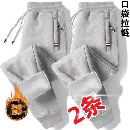 2024 Autumn Winter Plush Thickened Sports Pants for Men Warm