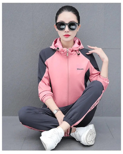 Fall Hot Sale Of The Season Women's Hooded Jacket Outdoor Sports Casual Loose Fit Windproof Large Size Two-Piece Set New Arrival