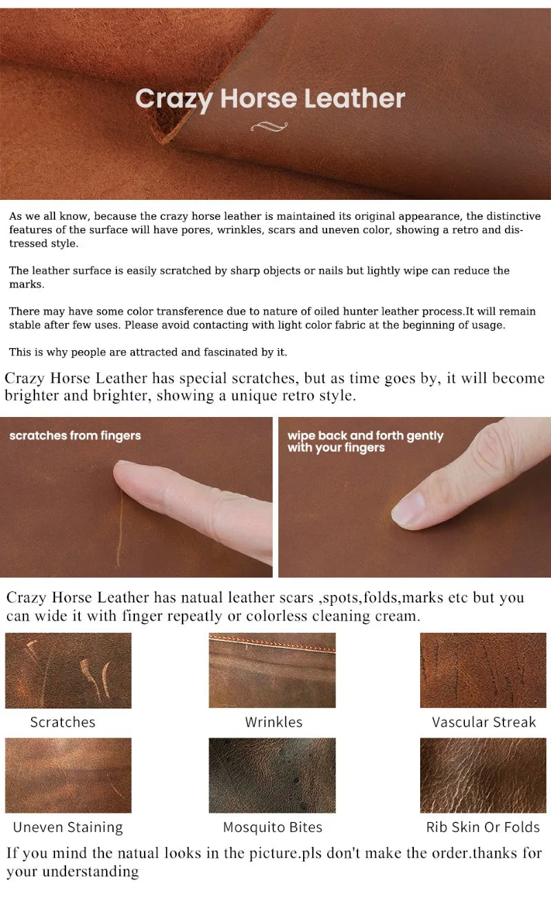 Crazy Horse Leather Men Wallets Retro Handmade Small Purse Top Cow Leather US Dollar Money Clip Bag Minimalist Wallet Portomonee