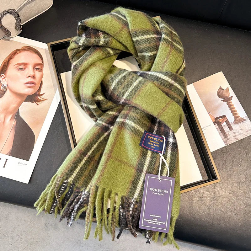 2025 New Wool Women Scarf Luxury Cashmere Winter Blanket Wraps Casual Plaid Print Pashmina Bufanda Travel Poncho Stoles Echarpe