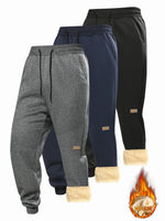 Pants for men in autumn and winter, thickened with fleece for outerwear, casual pants, warm lamb wool sports sweatpants