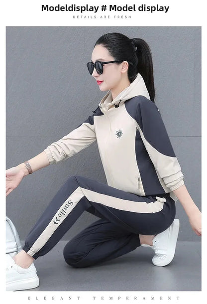 Fall Hot Sale Of The Season Women's Hooded Jacket Outdoor Sports Casual Loose Fit Windproof Large Size Two-Piece Set New Arrival