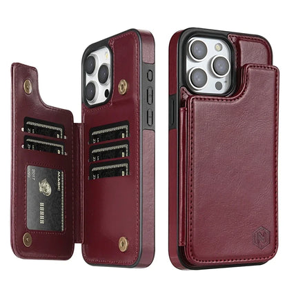 Wallet RFID Blocking Layer Protect Anti-Theft Magnetic Leather Case For iPhone 16e 16 Pro Max 15 Plus 14 13 12 11 SE2 XS XR 8 7