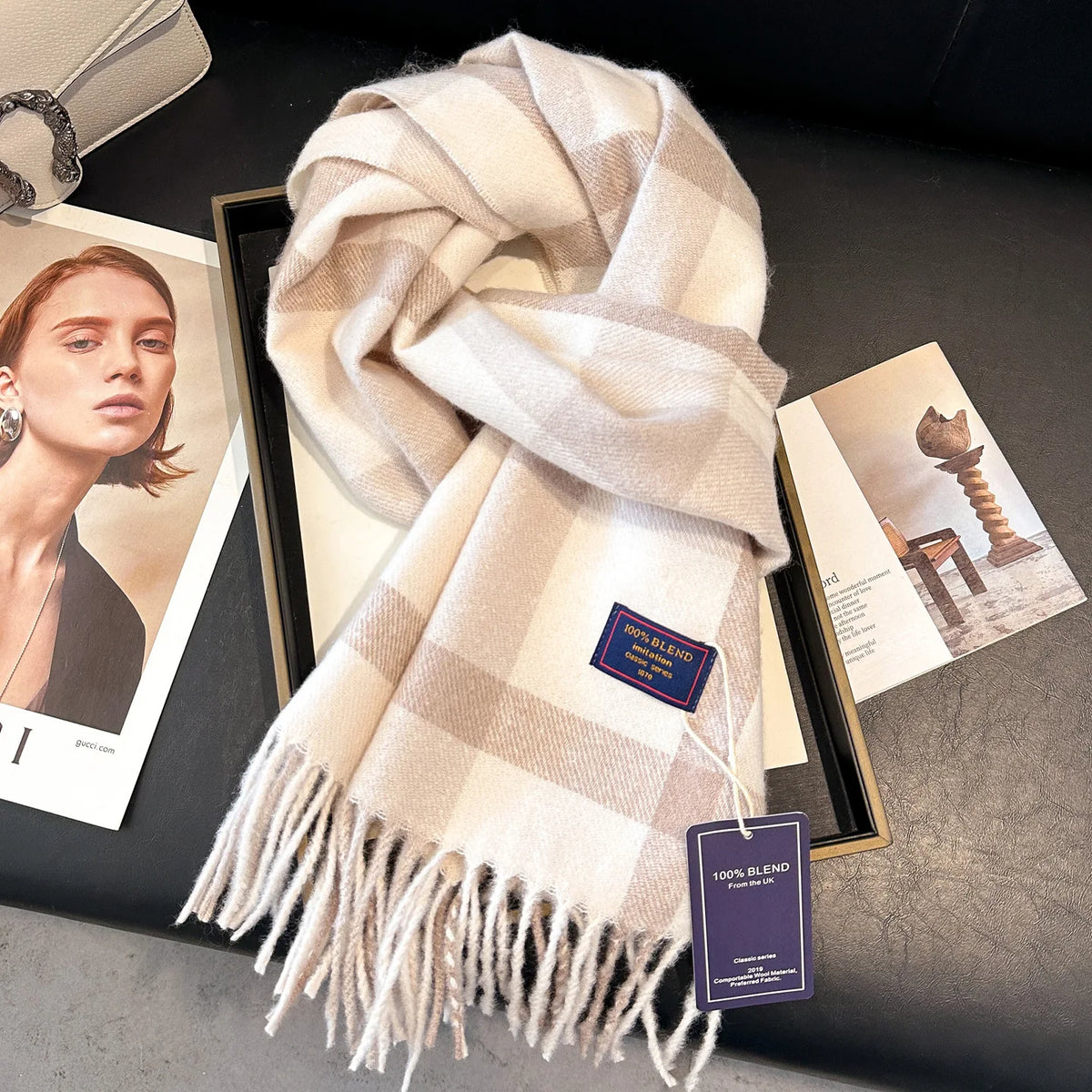 2025 New Wool Women Scarf Luxury Cashmere Winter Blanket Wraps Casual Plaid Print Pashmina Bufanda Travel Poncho Stoles Echarpe