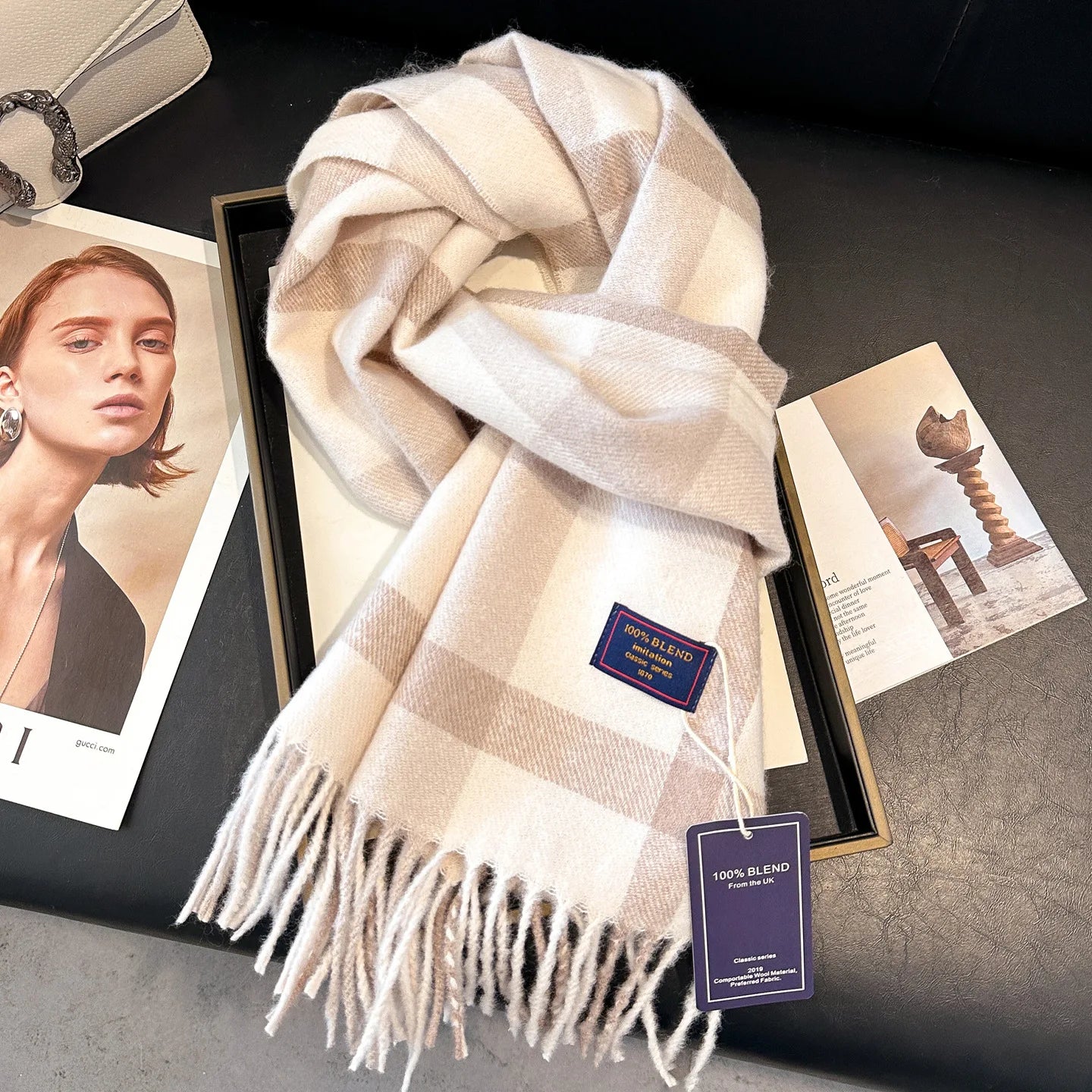 2025 New Wool Women Scarf Luxury Cashmere Winter Blanket Wraps Casual Plaid Print Pashmina Bufanda Travel Poncho Stoles Echarpe