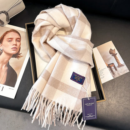 2025 New Wool Women Scarf Luxury Cashmere Winter Blanket Wraps Casual Plaid Print Pashmina Bufanda Travel Poncho Stoles Echarpe