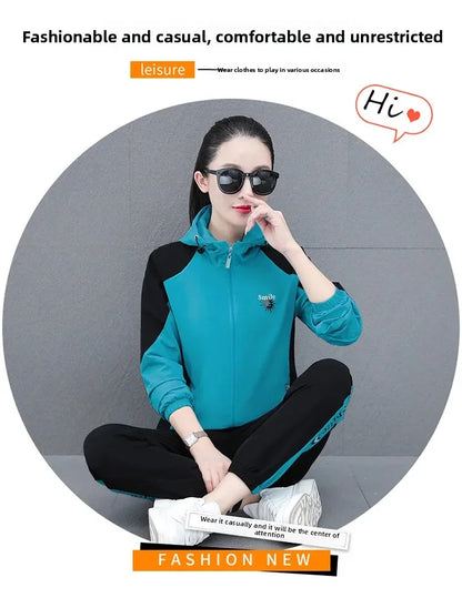 Fall Hot Sale Of The Season Women's Hooded Jacket Outdoor Sports Casual Loose Fit Windproof Large Size Two-Piece Set New Arrival