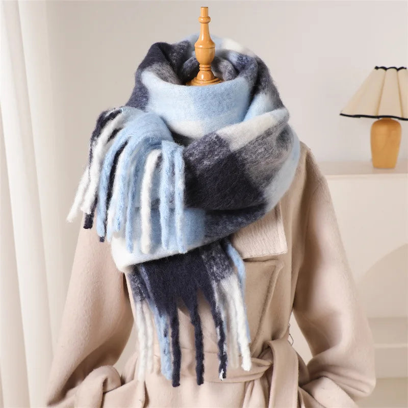 2025 NEW Luxury Cashmere Women Plaid Scarf Winter Warm Shawl and Wrap Bandana Pashmina Long Tassel Female Foulard Thick Blanket