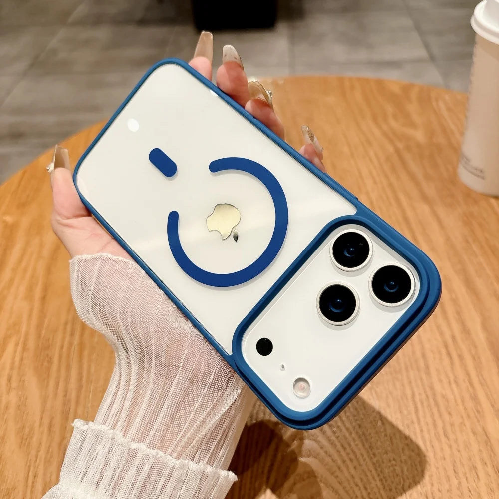 Armor for Magsafe Case for iPhone 17 Air 16 15 14 Pro Max 13 12 Mini 11 X XS MAX XR 7 8 Plus Soft+Hard Acrylic Transparent Cover