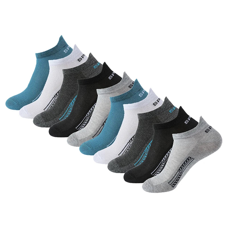 5/10 Pairs Cotton Men's Short Socks Crew Ankle Breathable Mesh Sports Casual Women Summer Low-Cut Thin Sock for Male