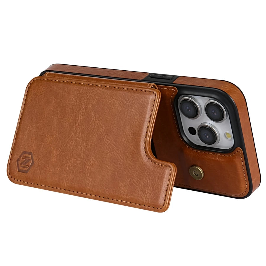 Wallet RFID Blocking Layer Protect Anti-Theft Magnetic Leather Case For iPhone 16e 16 Pro Max 15 Plus 14 13 12 11 SE2 XS XR 8 7