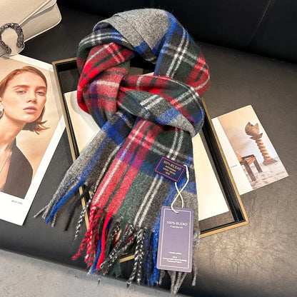 2025 New Wool Women Scarf Luxury Cashmere Winter Blanket Wraps Casual Plaid Print Pashmina Bufanda Travel Poncho Stoles Echarpe