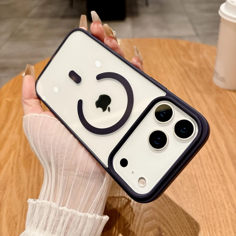 Armor for Magsafe Case for iPhone 17 Air 16 15 14 Pro Max 13 12 Mini 11 X XS MAX XR 7 8 Plus Soft+Hard Acrylic Transparent Cover