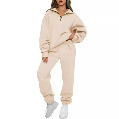 Hot Sale Of The Season Pure Color Casual Sportswear Hoodie Pants Women's Set No Pocket Cross-Border Independent Station Polyeste