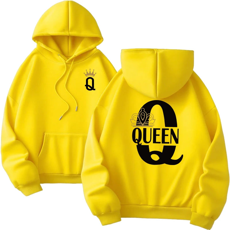 Hot Sales Mens Womens Hoodies King Queen Printing Sweatshirts Versatile Casual Couple's Clothing Daily Pullover Fall Winter Y2k
