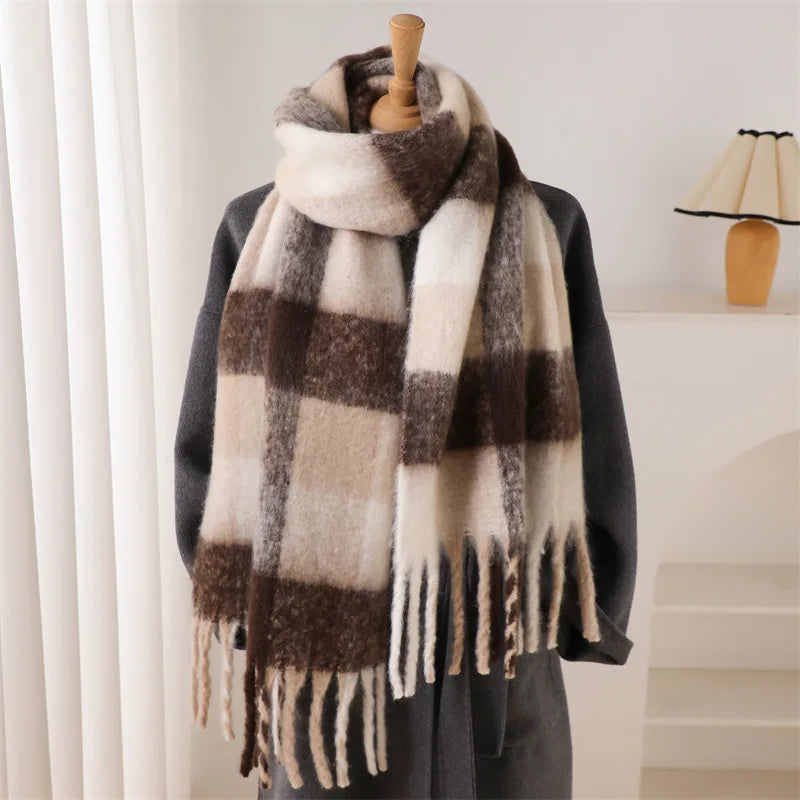 2025 NEW Luxury Cashmere Women Plaid Scarf Winter Warm Shawl and Wrap Bandana Pashmina Long Tassel Female Foulard Thick Blanket