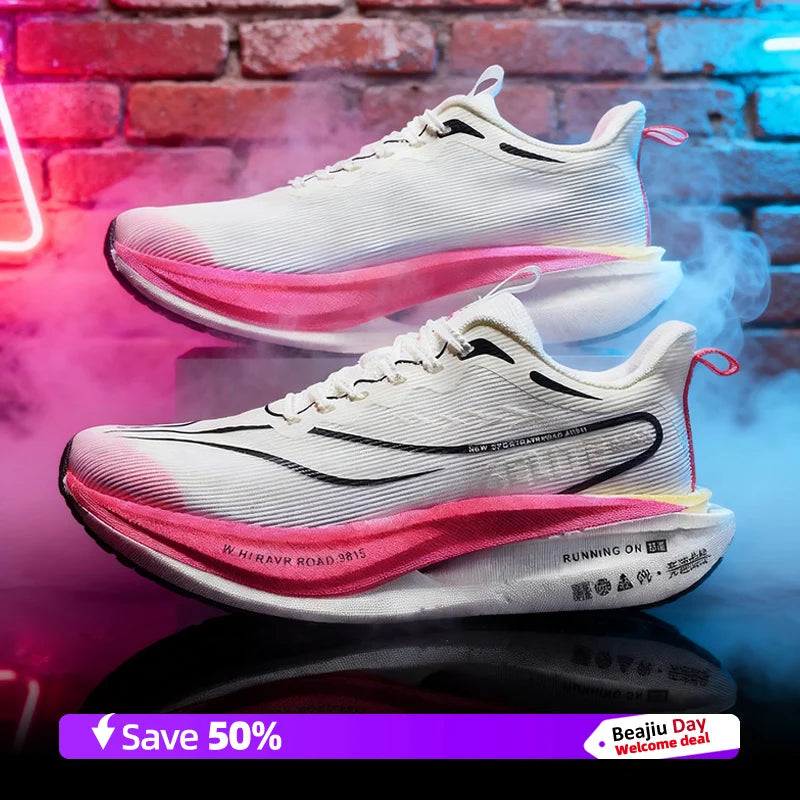 Men Running Shoes Carbon Plate Marathon Speciality Sports Breathable Lightweight Women's Comfortable Nonskid Leisure Sneakers