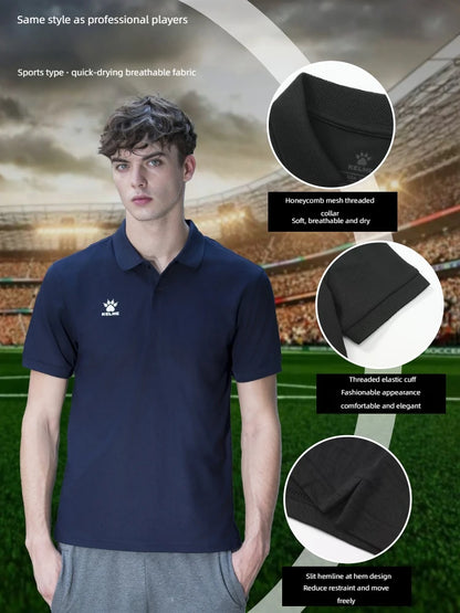 Kelme Polo Shirt Men Summer Quick Drying Short Sleeve T-shirt Club Training Football Uniforms Custom Culture Shirt
