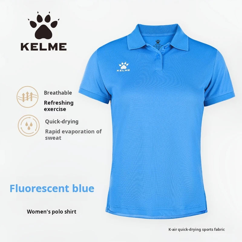 Kelme Polo Shirt Men Summer Quick Drying Short Sleeve T-shirt Club Training Football Uniforms Custom Culture Shirt