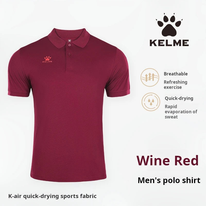 Kelme Polo Shirt Men Summer Quick Drying Short Sleeve T-shirt Club Training Football Uniforms Custom Culture Shirt