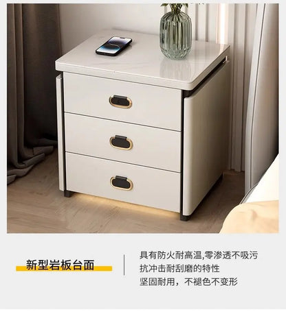 Solid Wood Smart Nightstands Minimalist Bedside Table Wireless Charging Station High-End Bedroom Furniture with Hidden Storage